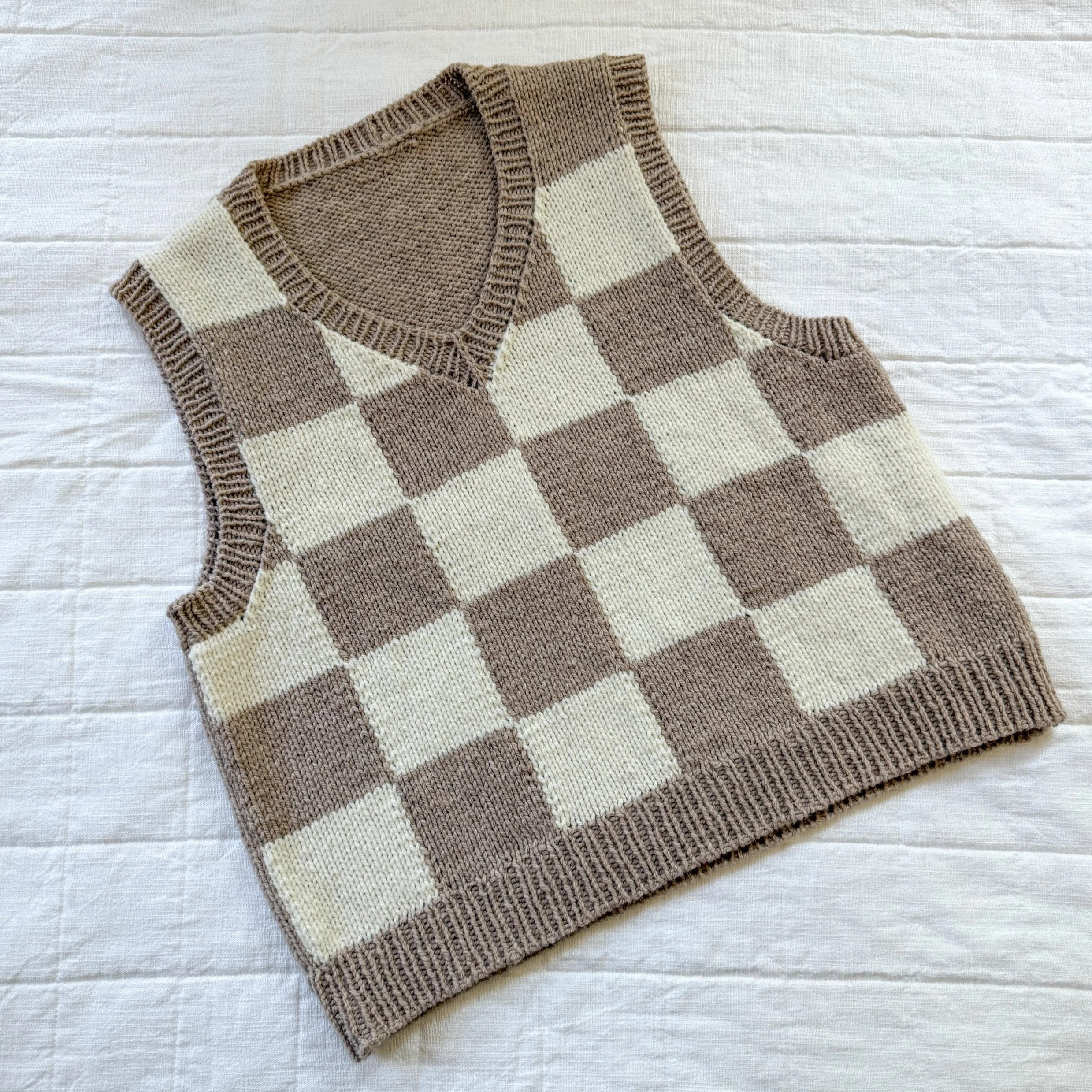 トップス CUSHMAN wool check vest Edle-Dornschild-Kragen-